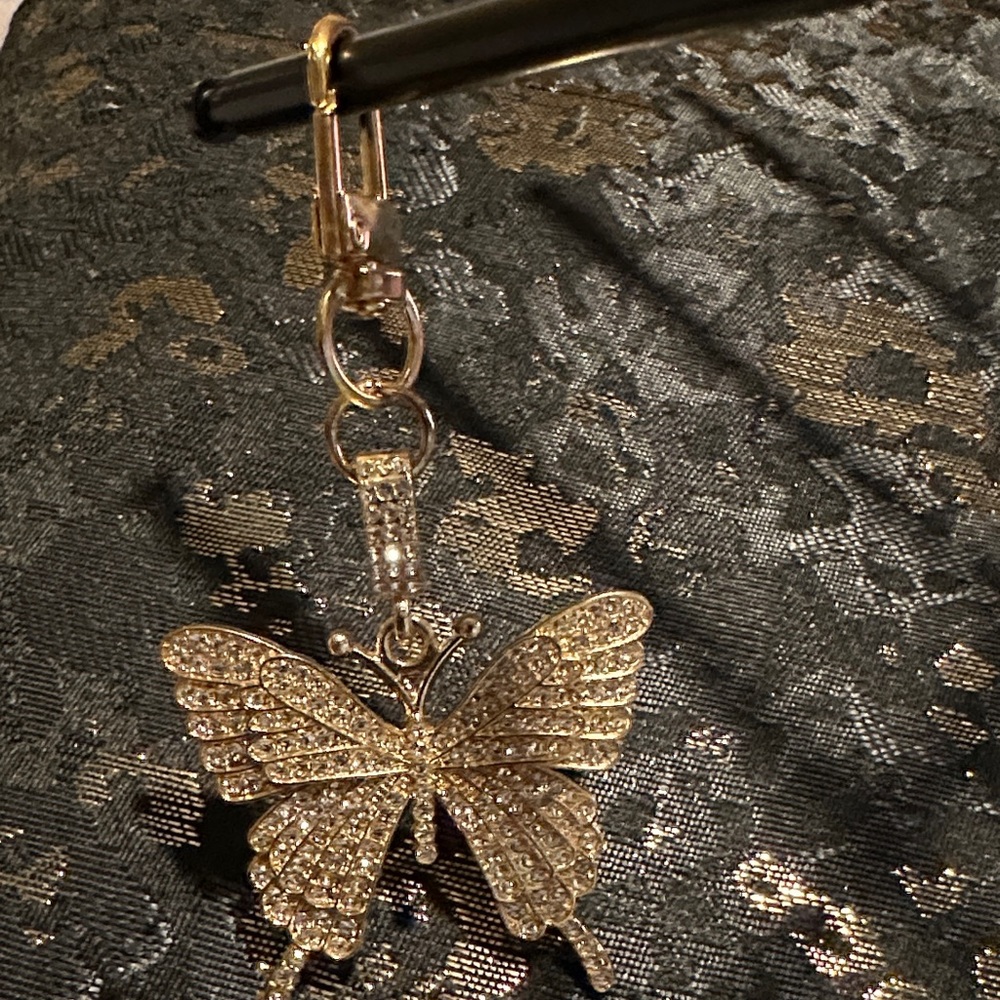 Gold Butterfly Keychain with Rhinestones